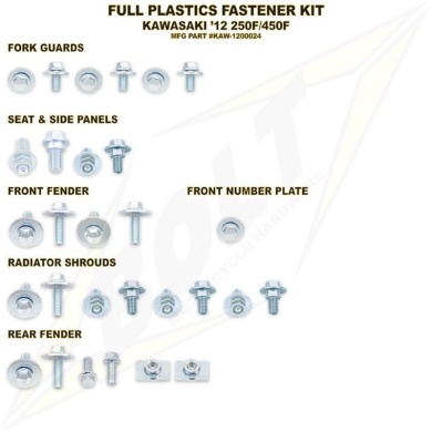 BOLT Schraubenkit für Plastikteile Kawasaki KX 125/250 03-07, KXF 250 04-16, 450 05-15 Schraubenkits für Plastikteile ZAP-Technix-Shop