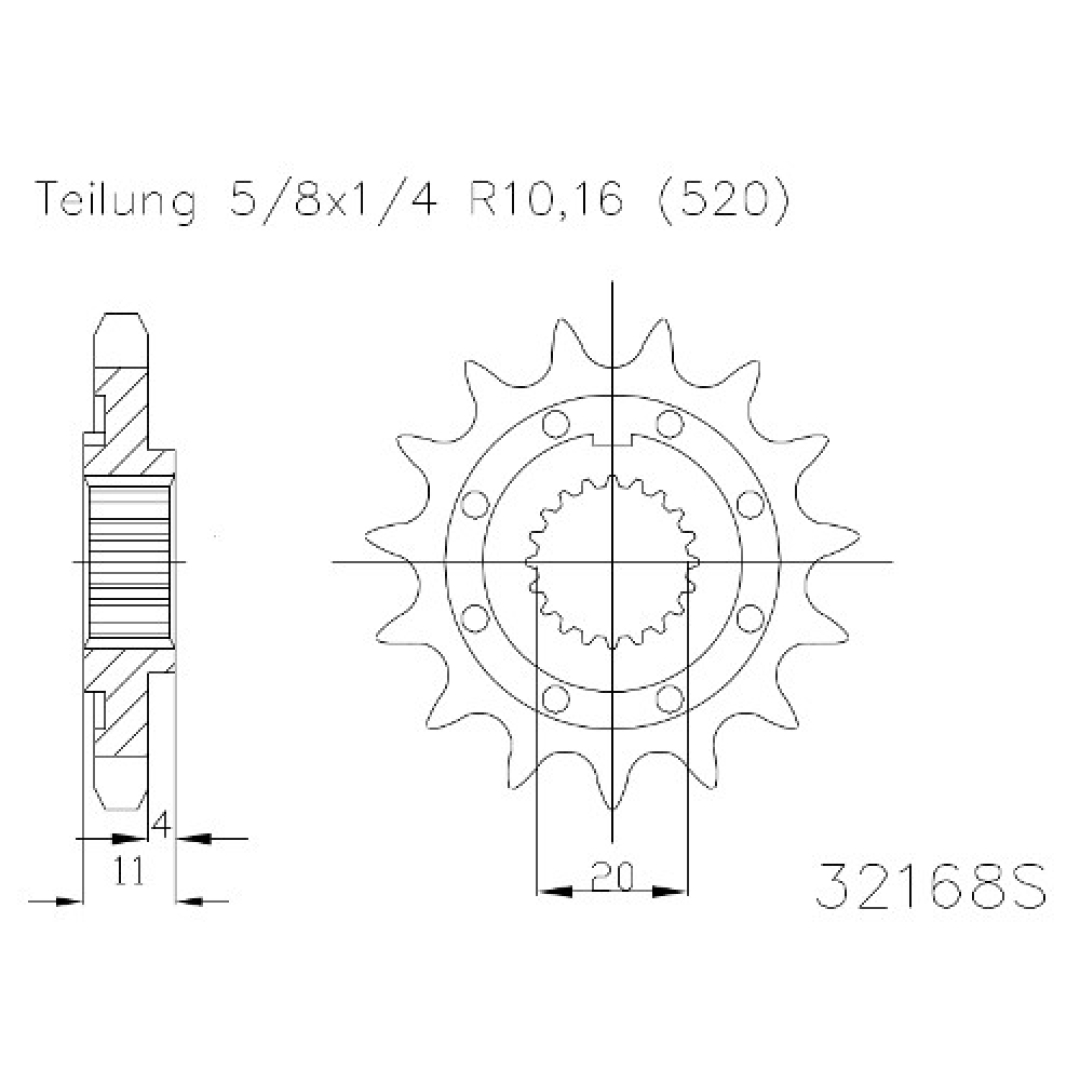 Motorritzel ( D ) TM 250/300  ( 2 Takt ) 13Zähne Sonstige Motorritzel ZAP-Technix-Shop