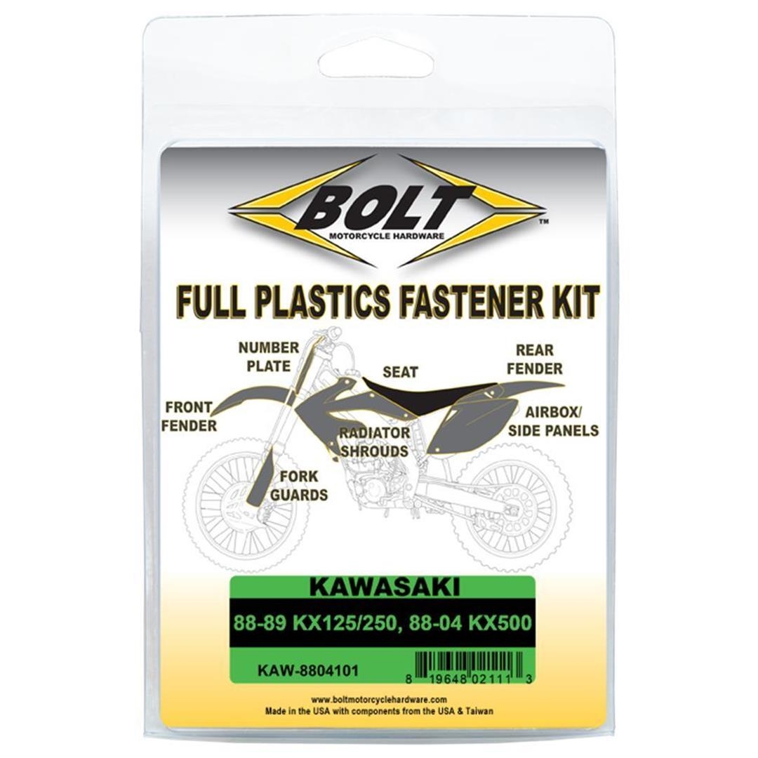 BOLT Schraubenkit für Plastikteile Kawasaki 88-89 KX 125/250, 88-04 KX 500 Schraubenkits für Plastikteile ZAP-Technix-Shop