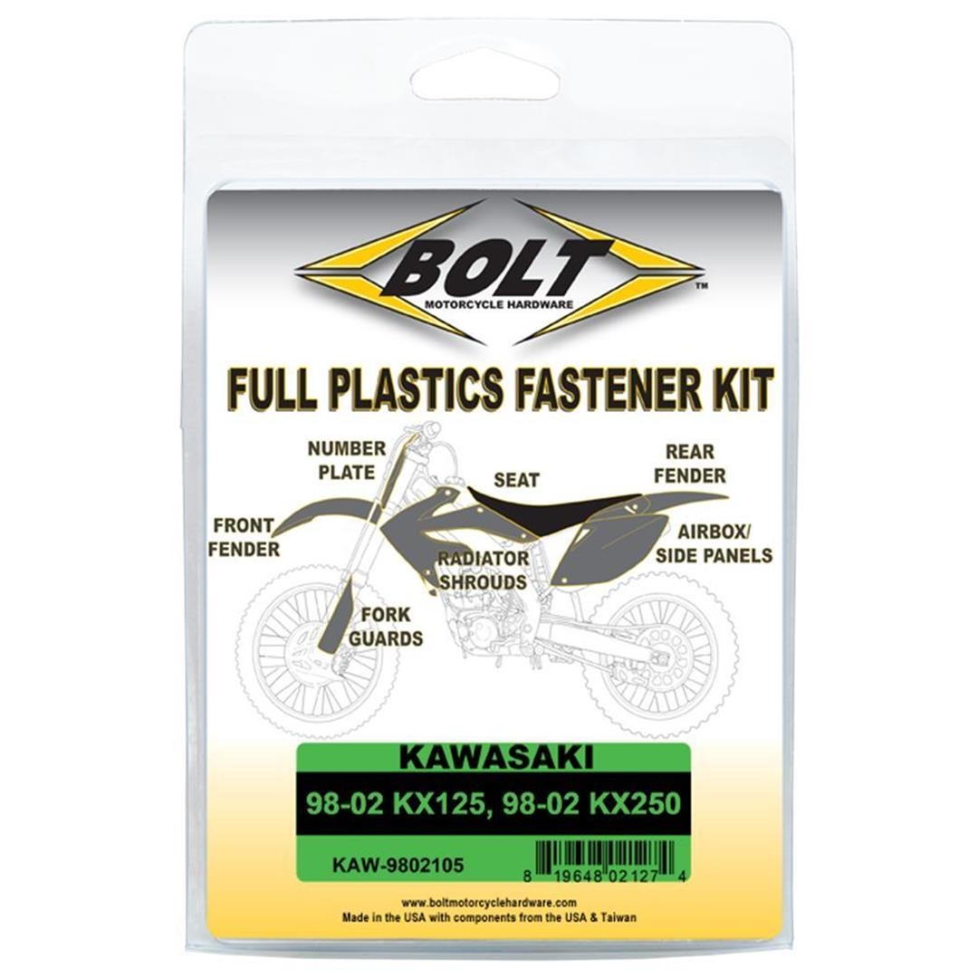 BOLT Schraubenkit für Plastikteile Kawasaki 98-02 KX 125, 98-02 KX 250 Schraubenkits für Plastikteile ZAP-Technix-Shop