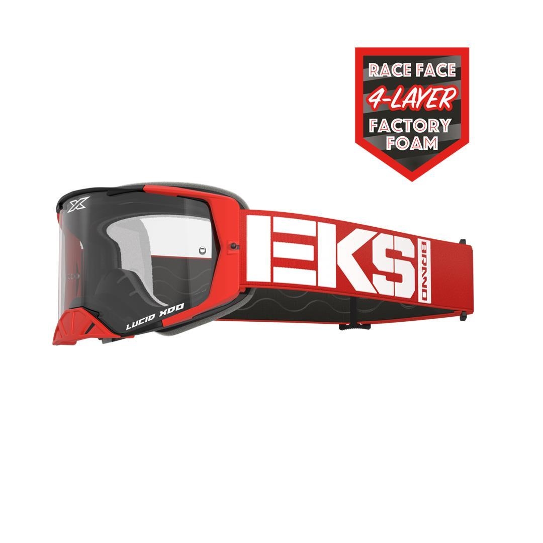 EKS LUCID RACE FACE GOGGLE CALIBER RED – CLEAR LENS EKS Lucid ZAP-Technix-Shop