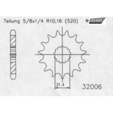 Motorritzel Yamaha YZ 450F 03-, YZ 250 89-,Kawasaki KX 450 06-, KX 250 99- 14 Zähne Yamaha Motorritzel ZAP-Technix-Shop