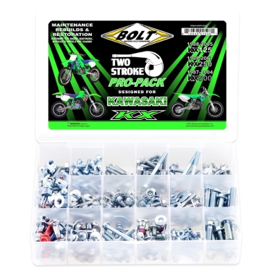 BOLT Pro-Pack Schraubenkit für Kawasaki 2T 88-05 KX125/KX250, 87-04 KX500 Zulauf ZAP-Technix-Shop