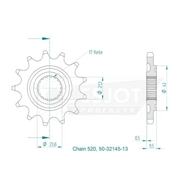 Motorritzel Honda CR 250/500, CRF 450, 250 22- 13Zähne Zulauf ZAP-Technix-Shop