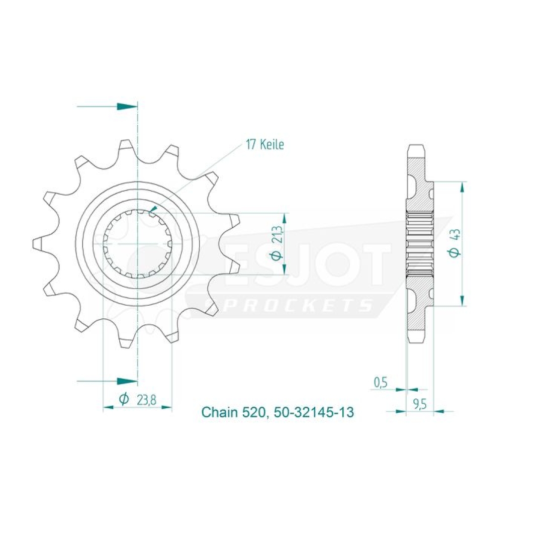 Motorritzel Honda CR 250/500, CRF 450, 250 22- 14Zähne Zulauf ZAP-Technix-Shop