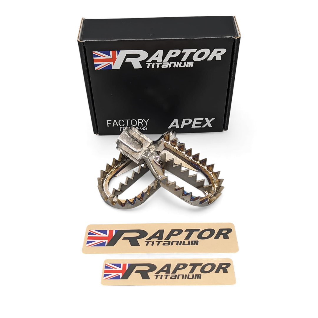 Raptor Titanium RX001 Fußrasten | KTM SX/F 04–15 | EXC/F –16 | Husqvarna FC/TC 14–15 | Sherco ab 2004 Raptor Titanium RX001 Fußrasten | KTM SX/F 04–15 | EXC/F –16 | Husqvarna FC/TC 14–15 | Sherco ab 2004 Raptor Titanium ZAP-Technix-Shop