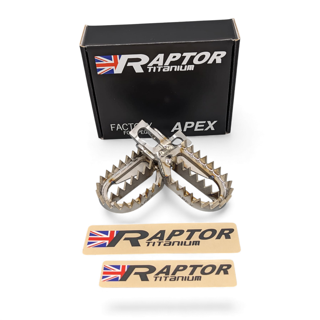 Raptor Titanium RX016 Fußrasten | KTM SX/F 16–22 | EXC/F 17–23 | Husqvarna FC/TC 16–22 | GasGas MC/EC 21– Raptor Titanium RX016 Fußrasten | KTM SX/F 16–22 | EXC/F 17–23 | Husqvarna FC/TC 16–22 | GasGas MC/EC 21– Raptor Titanium ZAP-Technix-Shop