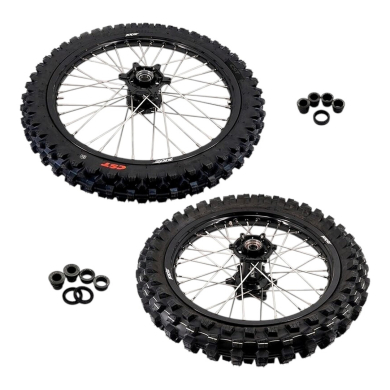 KKE Radsatz für KTM 03-, HSQ 14-, GG 21-, Stark Varg 21/19 Zoll, Schwarz, mit montierten CST MX-Reifen KTM Räder ZAP-Technix-Shop