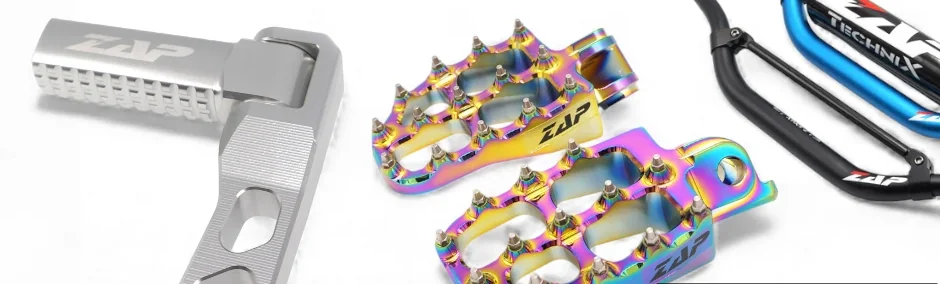 ZAP Technix Bremspedal, E-Peg Fußrasten Rainbow und Lenker